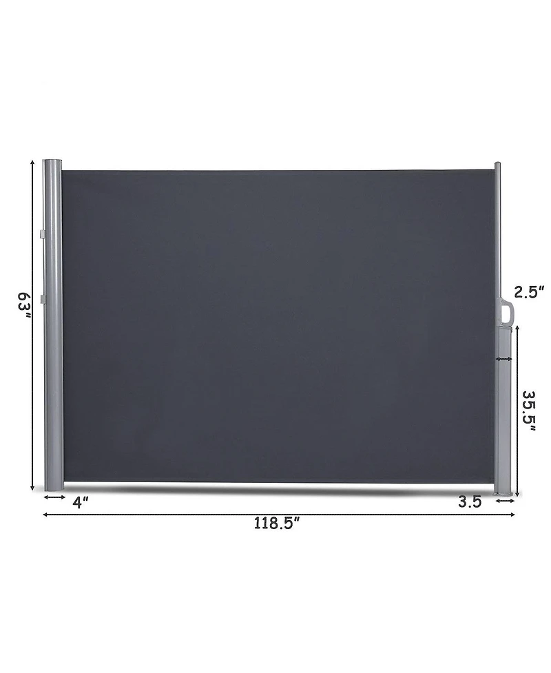 Sugift 118.5 x 63 Inch Patio Retractable Folding Side Awning Screen Privacy Divider