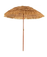 Sugift 6.5 Feet Portable Thatched Tiki Beach Umbrella with Adjustable Tilt
