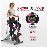 Sunny Health & Fitness Upright Row-n-Ride Bike - 2-in-1 Magnetic Rowing and Cycling Home Fitness Machine