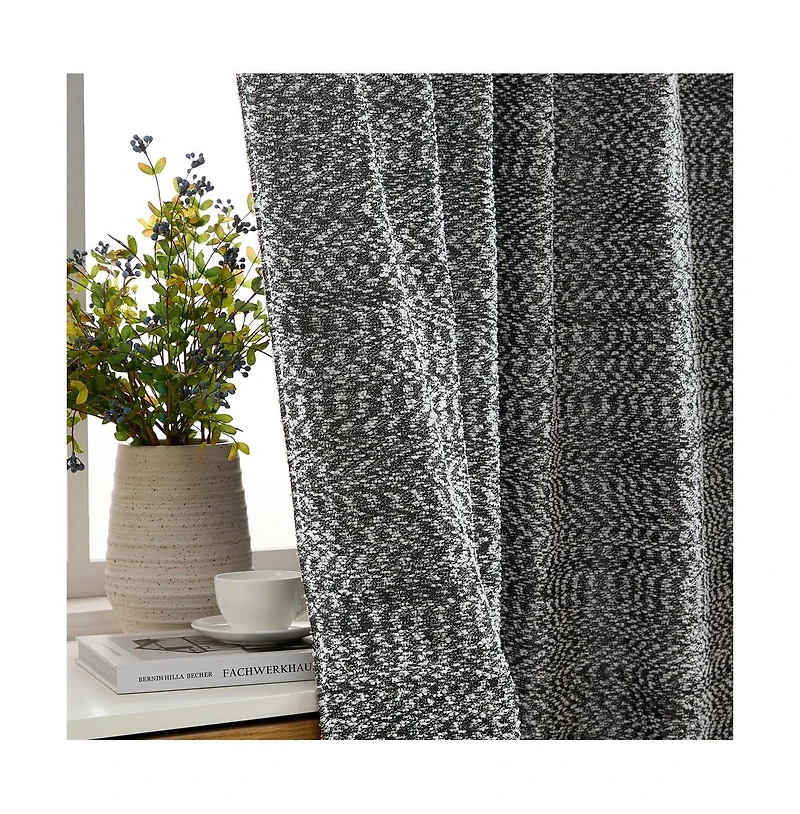 Hlc.me Easton Jacquard Slub Texture - Privacy Curtains with Back Tab Rod Pocket Lightweight Window Curtains Panels