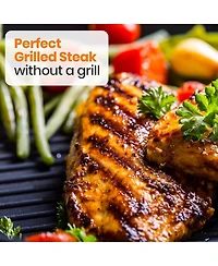 NutriChef Hard-Anodized Nonstick Grill & Griddle - Dishwasher Safe Nonstick Double Burner Grill Cookware, 20 x 13 -inches