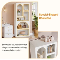 Tribesigns 70" Tall Geometric Bookshelf, White Arched Bookcase with 5 Irregular Storage Shelves, Modern Open Art Decor Display Shelf Free-Standing for