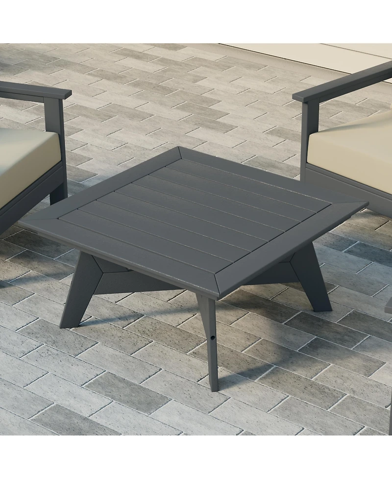 WestinTrends Modern Low Outdoor Patio Square Hdpe 37" Coffee Table