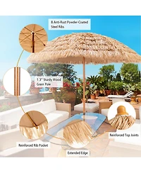 Skonyon 8 Feet Patio Thatched Tiki Umbrella Hawaiian Hula Beach Umbrella