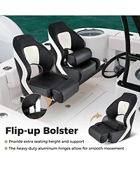 Captain Bucket Seat with Waterproof Pvc Leather for Sightseeing Boat-Black