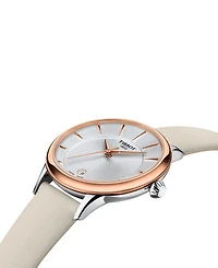 Tissot Women's Swiss Odaci-t Cream Leather Strap Watch 33mm