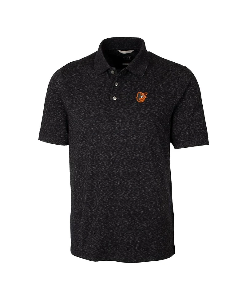 Cutter & Buck Men's Heathered Black Baltimore Orioles Advantage Space Dye Tri-Blend Polo
