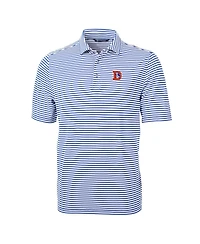 Cutter & Buck Men's Blue Denver Broncos Throwback Logo Virtue Eco Pique Stripe Polo