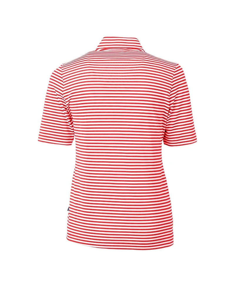 Cutter & Buck Women's Red Nc State Wolfpack DryTec Virtue Eco Pique Stripe Polo
