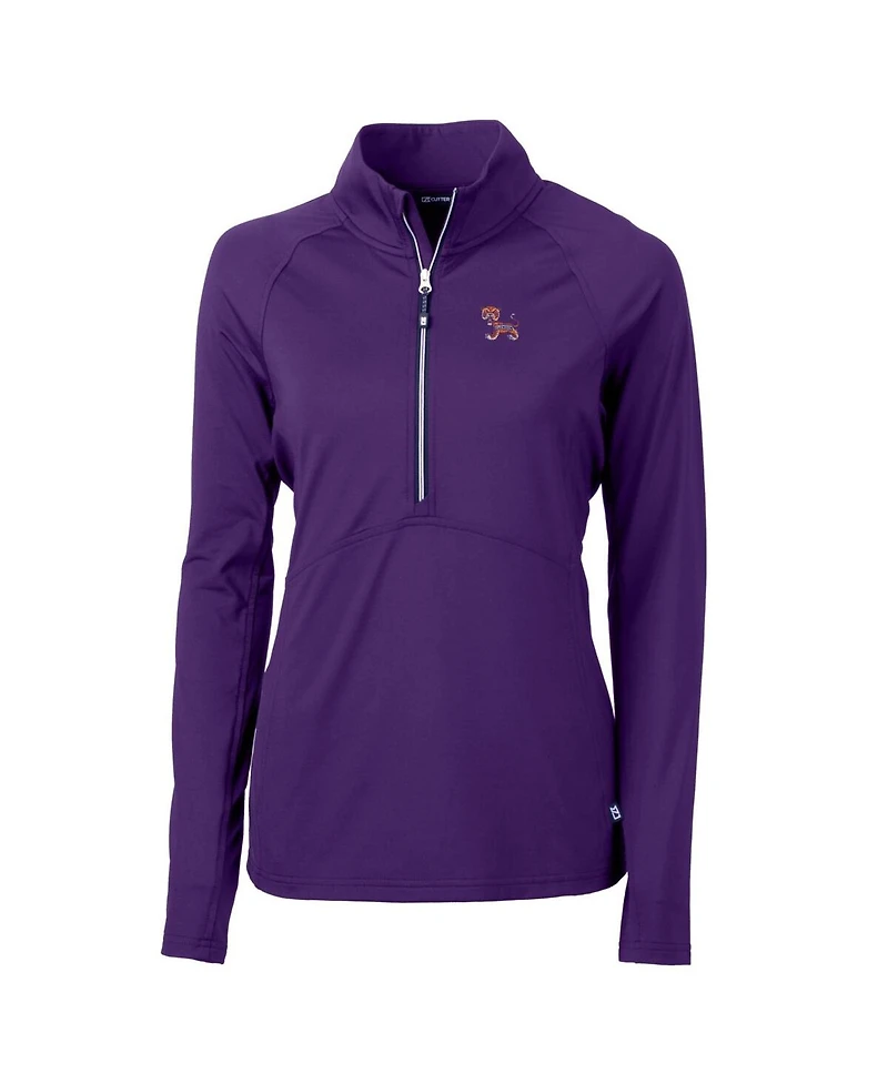 Cutter & Buck Women's Purple Clemson Tigers Adapt Eco Knit Stretch Half-Zip Pullover Top