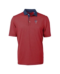 Cutter & Buck Men's Red Texas Rangers Americana Logo Virtue Eco Pique Stripe Polo