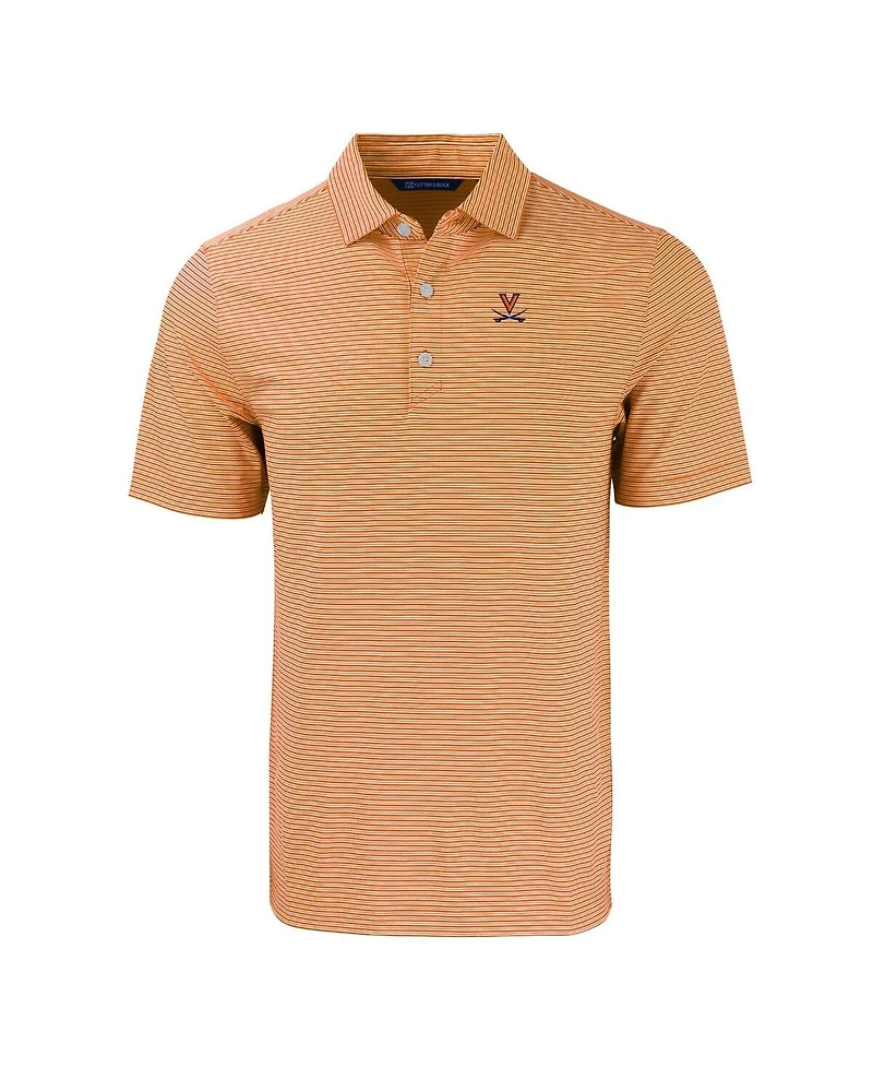 Cutter & Buck Men's Orange Virginia Cavaliers Forge Eco Double Stripe Stretch Polo