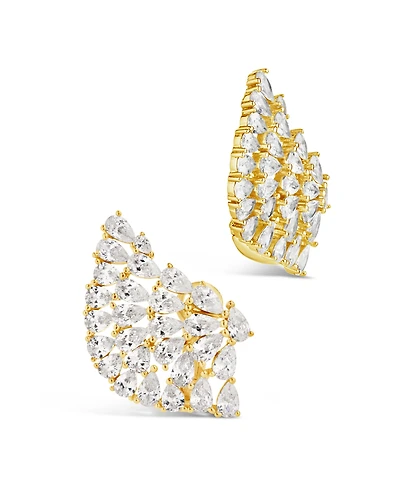 Sterling Forever Miranda Cubic Zirconia Fan Stud Earrings