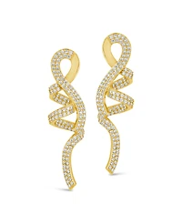 Sterling Forever Carrie Cubic Zirconia Swirl Drop Earrings