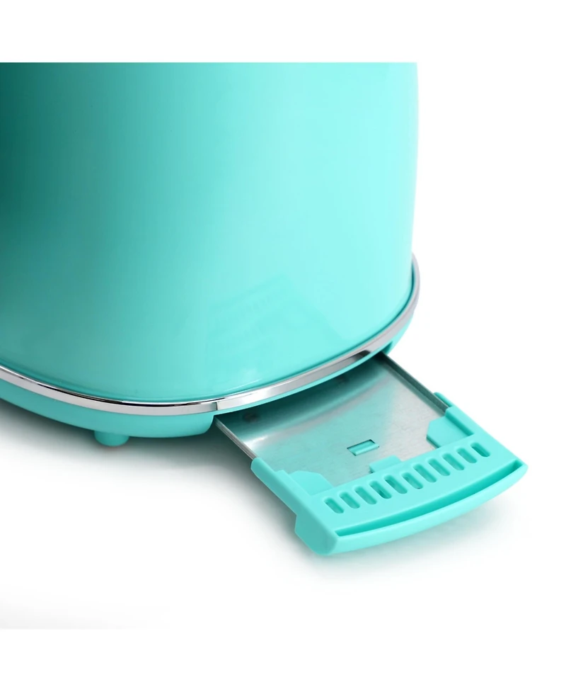 MegaChef 1.7 Quart Electric Tea Kettle and 2 Slice Toaster Combo in Matt Cream