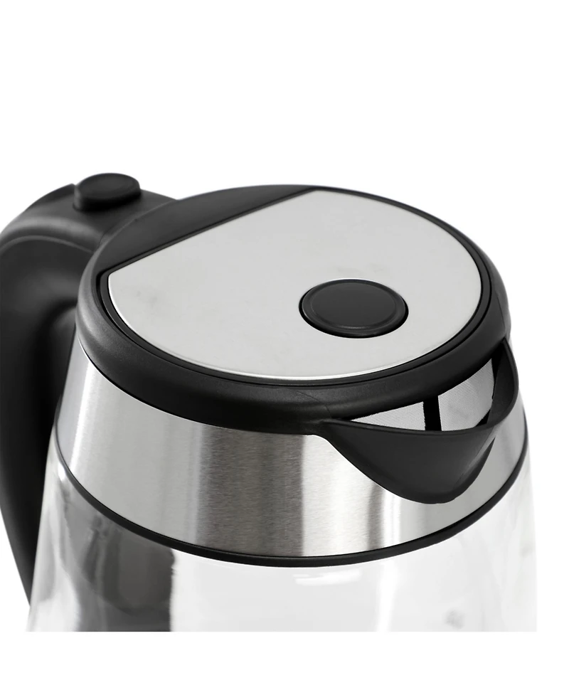 MegaChef 1.7 Quart Glass and Stainless Steel Electric Tea Kettle in Silver