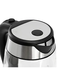 MegaChef 1.7 Quart Glass and Stainless Steel Electric Tea Kettle in Silver