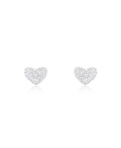Etoielle White Gold Tone Cz Heart Studs