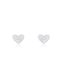 Etoielle White Gold Tone Cz Heart Studs