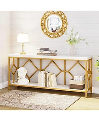 Tribesigns 71 Inch Extra Long Sofa Table, Narrow Long Sofa Console Tables Behind Couch Table with Open Storage Shelf