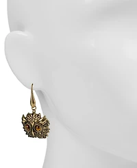 Patricia Nash Gold-Tone Tiger's Eye Owl Head Drop Earrings
