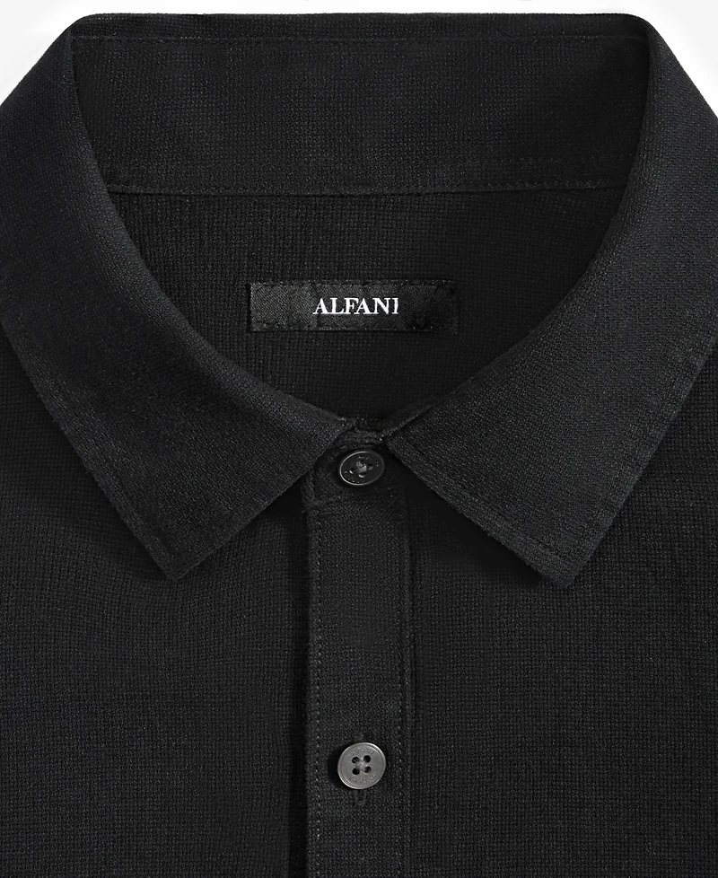 Alfani Men's Short-Sleeve Solid Textured Shirt, Created for Macy's