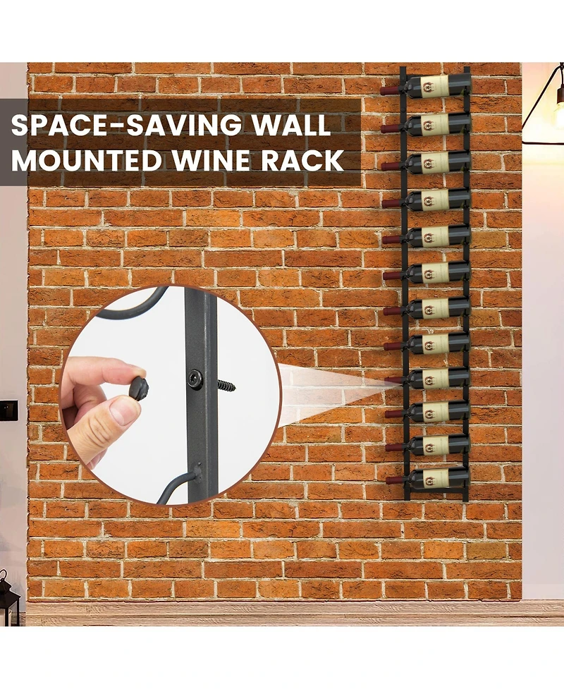 Sugift 12-Bottle Rustproof Wall-Mounted Wine Rack