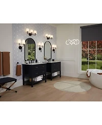 Uttermost Clara Arch Top Vanity Decorative Wall Mirror Modern Beveled Matte Black Metal Frame 24" Wide for Bathroom Bedroom Living Room Home Entr