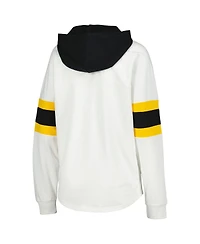 G-iii 4Her by Carl Banks Women's White/Black Pittsburgh Penguins Goal Zone Long Sleeve Lace-Up Hoodie T-Shirt