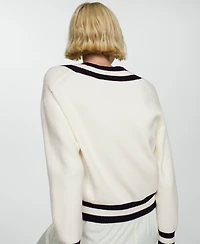 Mango Women's Contrasting V-Neck Sweater