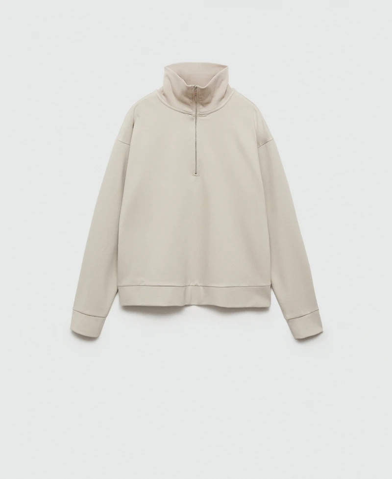 Mango Women's Zipper High Collar Sweater
