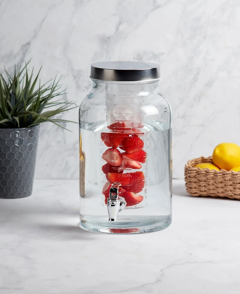 Mason Craft & More 1.5 Gallon Glass Drink Dispenser with Infuser and Screw-off Wide Lid