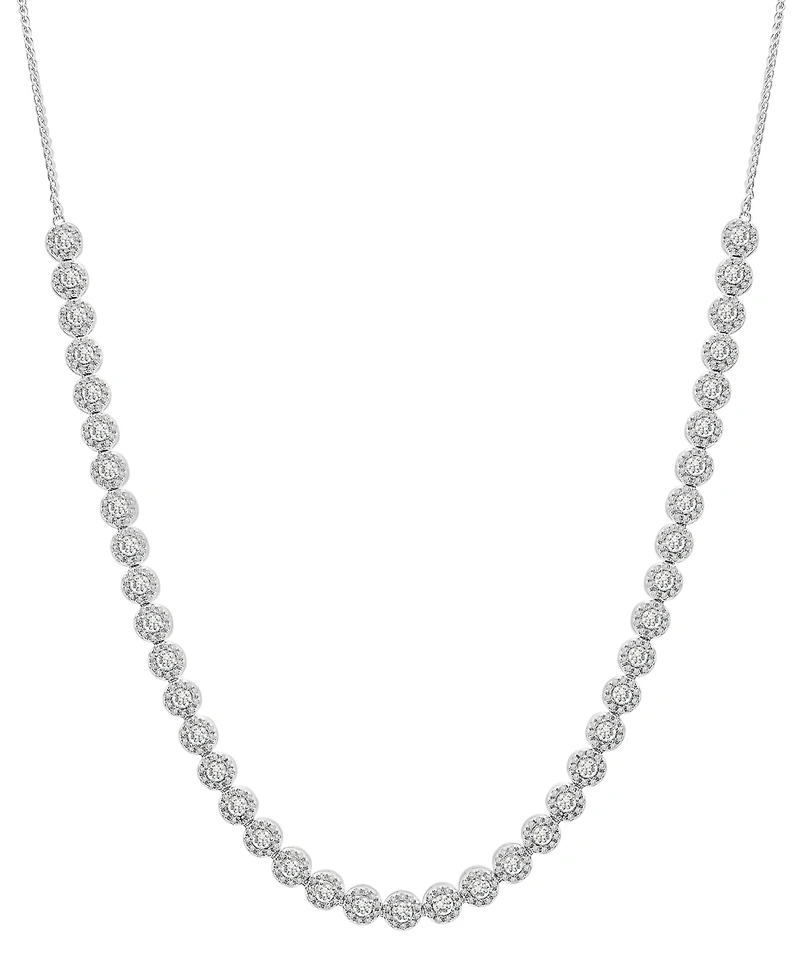 Wrapped in Love Diamond Halo Tennis Necklace (3 ct. t.w.) in 14k White Gold, 17" + 1" extender, Created for Macy's