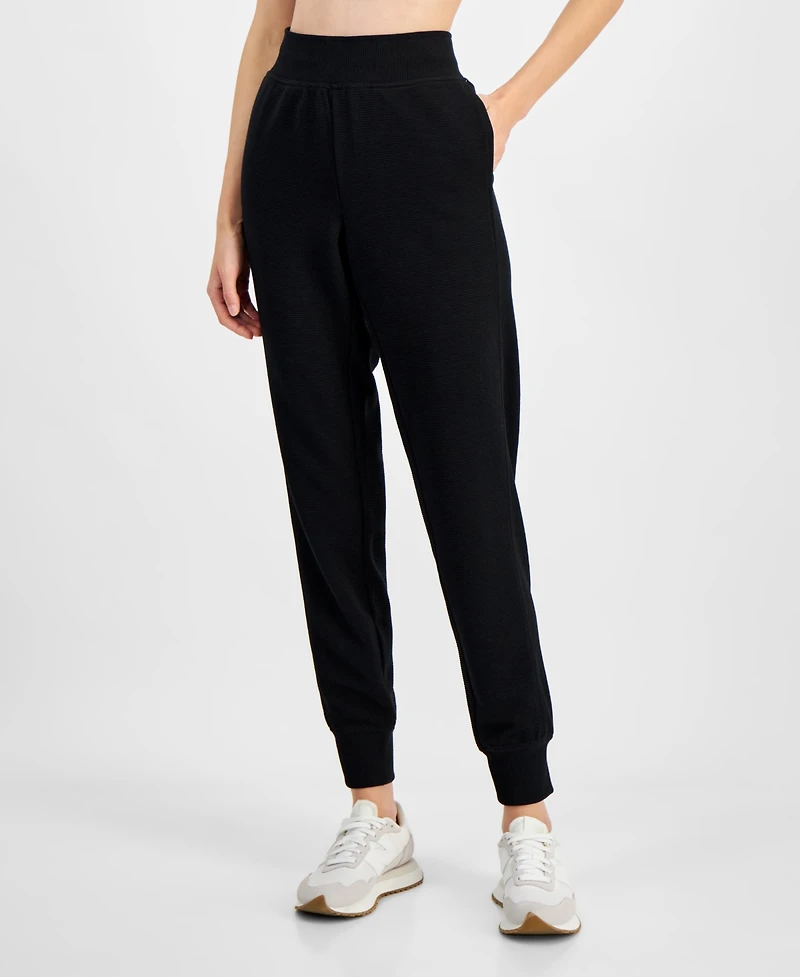 Id Ideology Women's Ottoman-Rib Jogger Pants, Created for Macy's