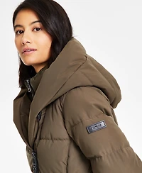Dkny Women's Bibbed Shawl Collar Hooded Puffer Coat
