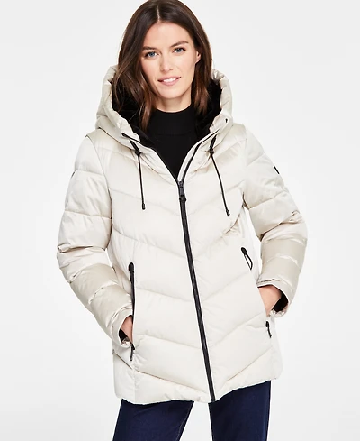 Dkny Women's Hooded Zip-Front Puffer Coat