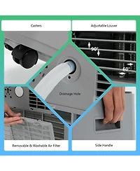 8000BTU 3-in-1 Portable Air Conditioner with Remote Control-Gray