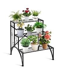 Sugift 3-Tier Metal Plant Rack Garden Shelf in Stair Style