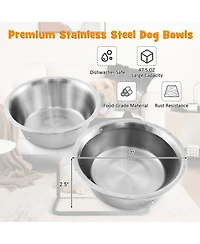 Inolait Dog Bowl Stand with 2 Stainless Steel Food Water Bowls