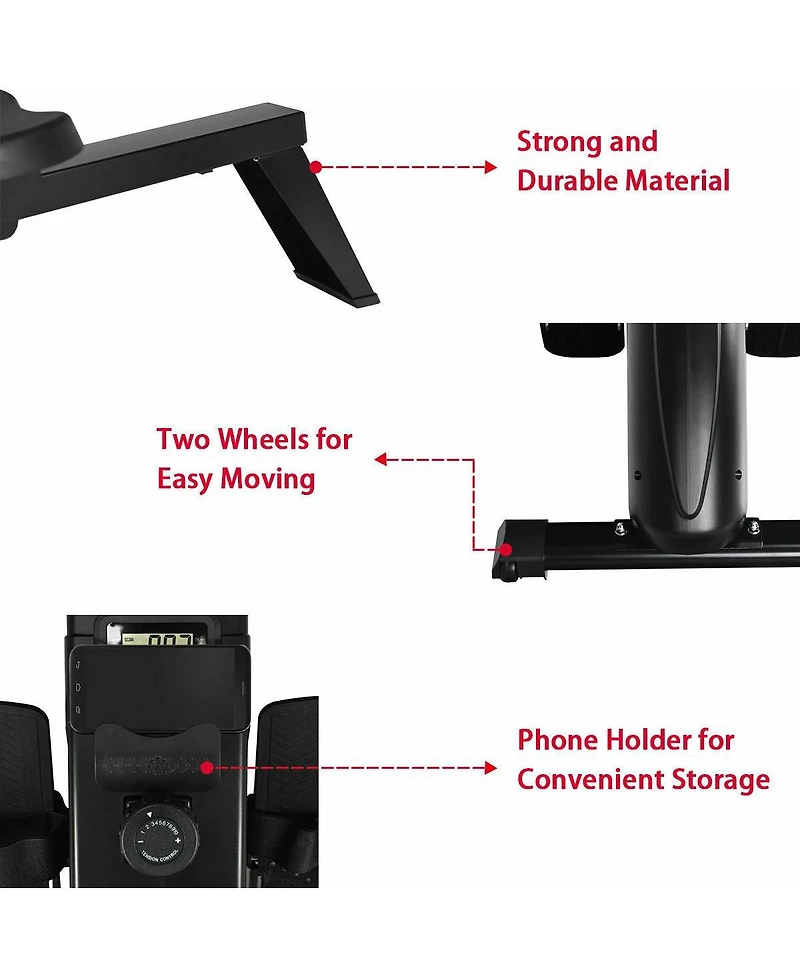 Sugift Foldable Quiet Operated Fitness Rowing Machine with 10 Level Adjustable Resistance