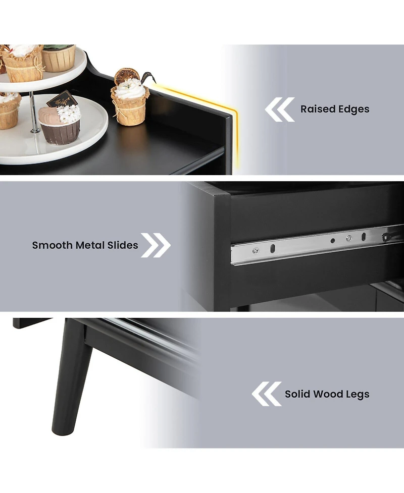 Kitchen Buffet Sideboard with Wine Rack and Sliding Door