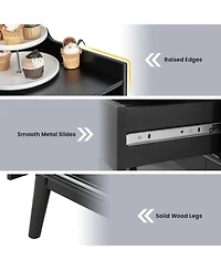 Kitchen Buffet Sideboard with Wine Rack and Sliding Door