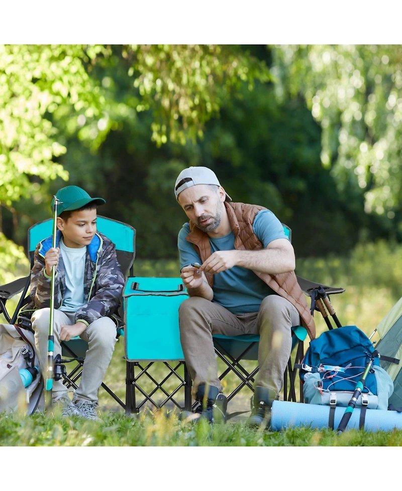 Sugift Turquoise Portable Folding Camping Canopy Chairs with Cup Holder