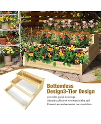 3-Tier Raised Garden Bed Wood Planter Kit for Flower Vegetable Herb