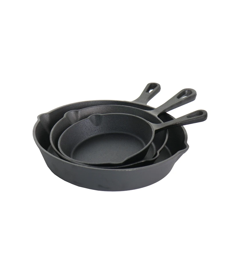MegaChef Pre-Seasoned 3 Piece Cast Iron Skillet Set