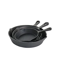 MegaChef Pre-Seasoned 3 Piece Cast Iron Skillet Set