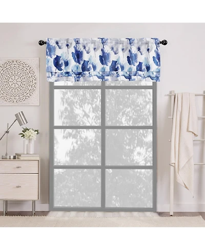 Kate Aurora Garden Chic Watercolor Poppy Field Floral Rod Pocket Valance