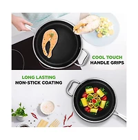 NutriChef Jumbo Cooker with Glass Lid - Triply Stainless Steel Cookware, Dakin Etching Non-Stick Coating Inside and Outside