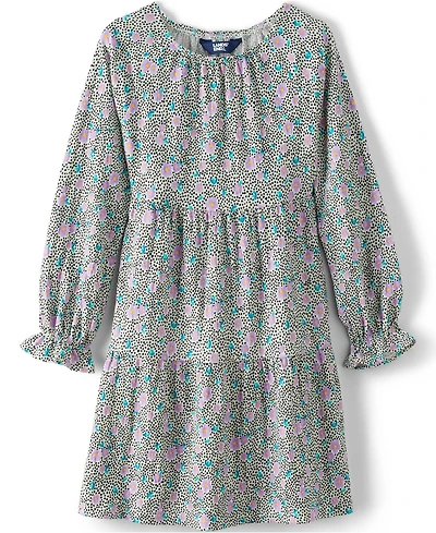 Lands' End Big Girls Plus Long Sleeve Tiered Knit Dress