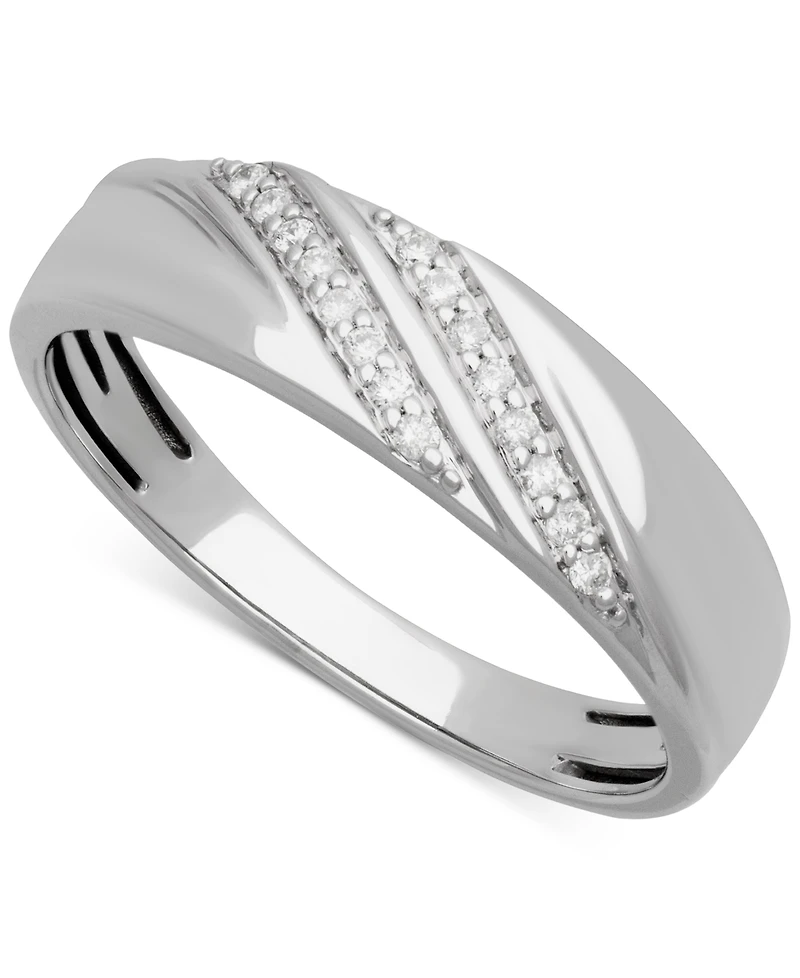 Men's Diamond Diagonal Two Row Wedding Band (1/10 ct. t.w.) 14k White Gold